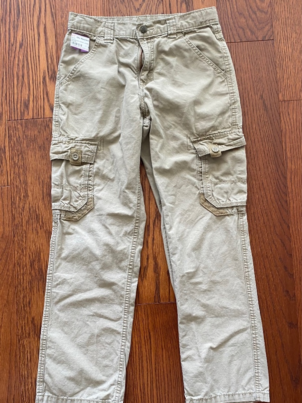 NEW Boys Wrangler Cargo Pants Size 14 Regular Khaki Tan Cotton Utility Pockets